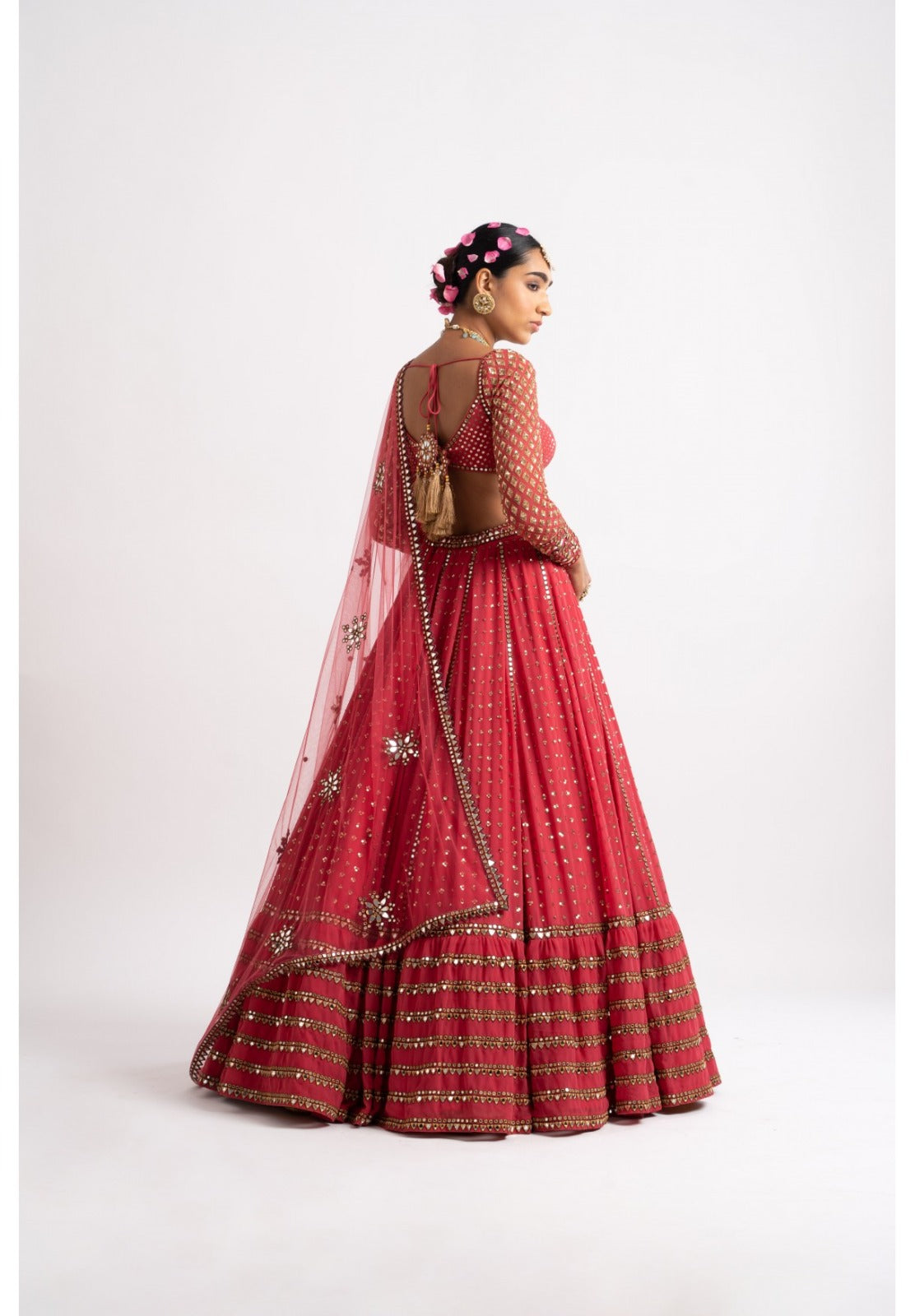 Red Color Designer Trendy sequins Embroidery Work Lehenga Choli