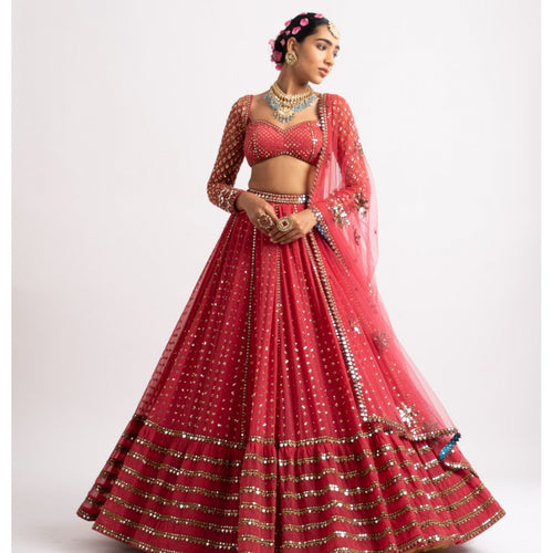 Red Color Designer Trendy sequins Embroidery Work Lehenga Choli