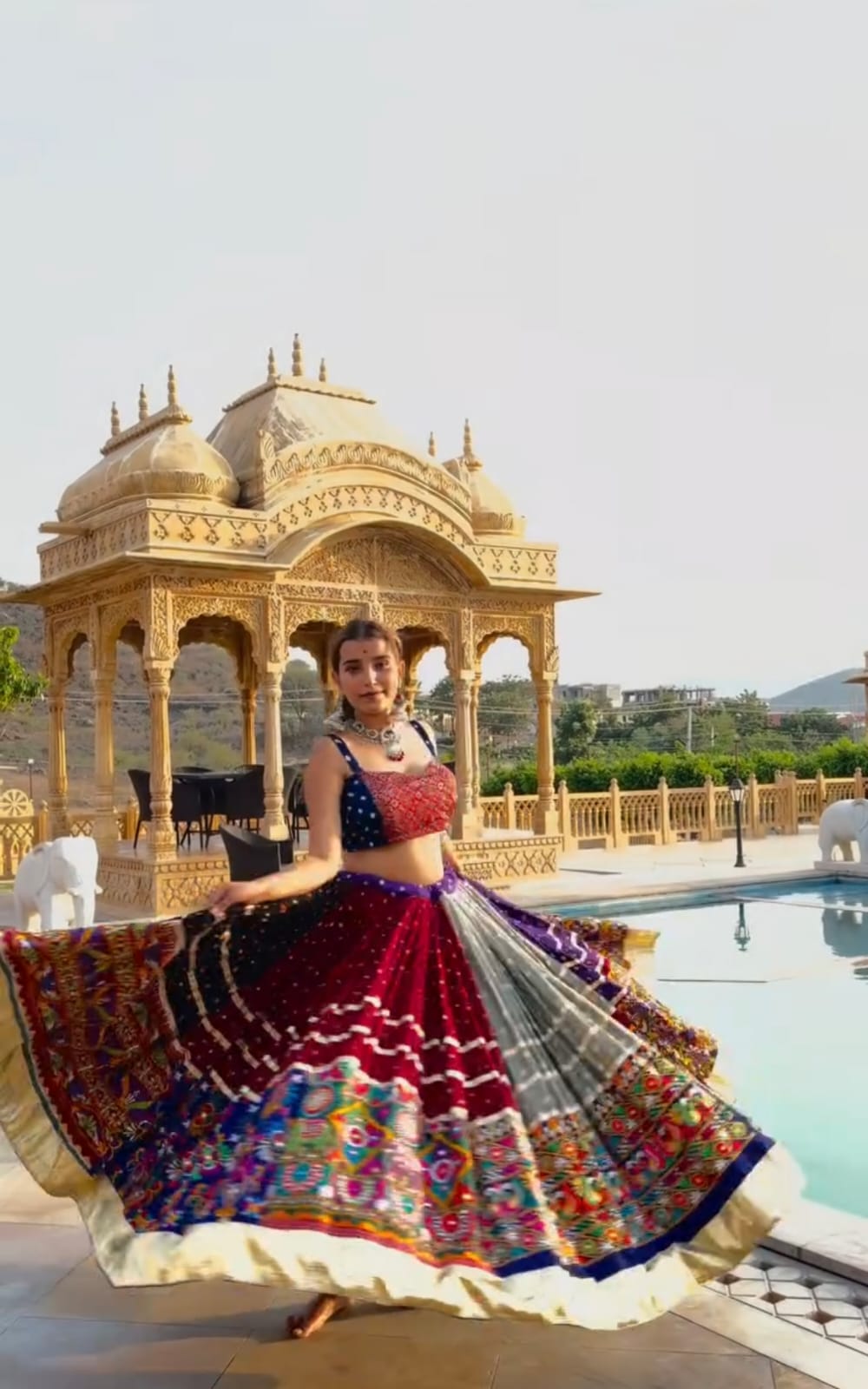 Multi Bandhani Printed Mirror Work Navratri Lehenga Choli