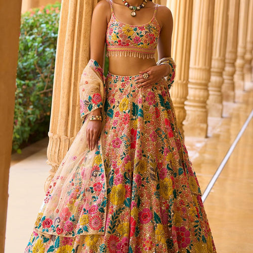 Floral Designer Trendy Party Wear Heavy Sequins Embroidery Lehenga Choli