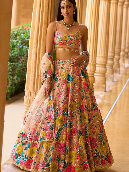 Floral Designer Trendy Party Wear Heavy Sequins Embroidery Lehenga Choli