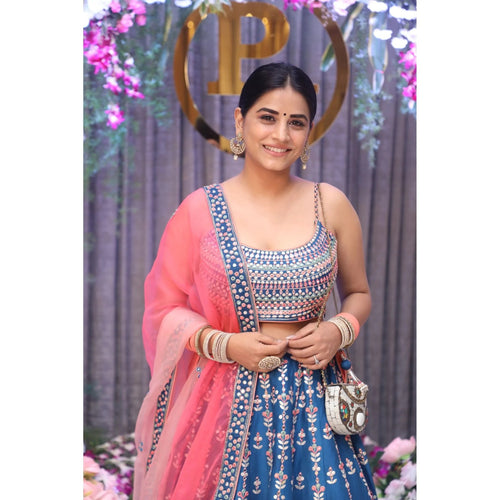 Blue Color Wedding Wear Embroidery Work Trendy Lehenga Choli