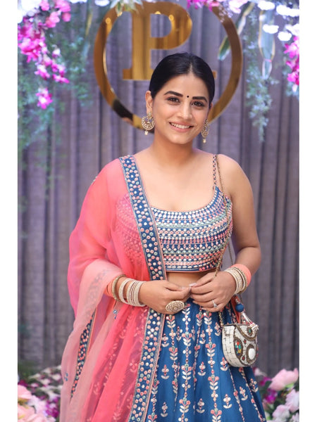 Blue Color Wedding Wear Embroidery Work Trendy Lehenga Choli