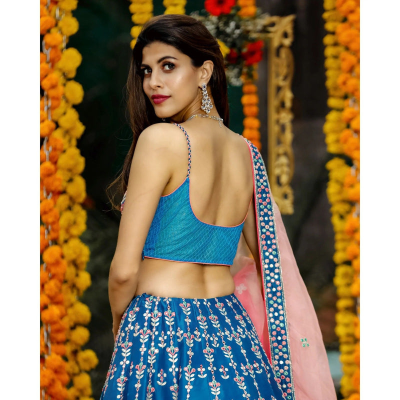 Blue Color Wedding Wear Embroidery Work Trendy Lehenga Choli