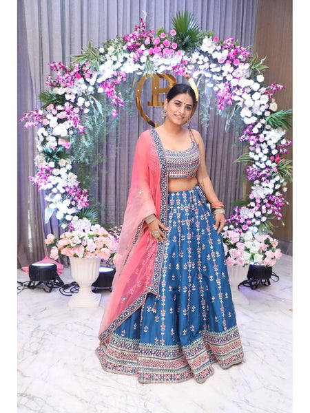 Blue Color Wedding Wear Embroidery Work Trendy Lehenga Choli