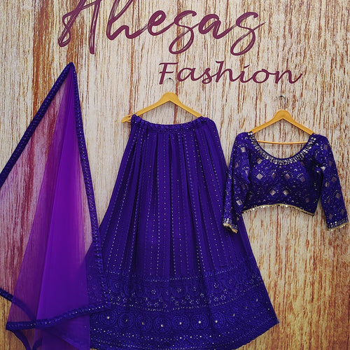 Purple Color Embroidery Sequins Work Designer Lehenga Choli