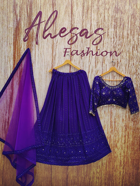 Purple Color Embroidery Sequins Work Designer Lehenga Choli