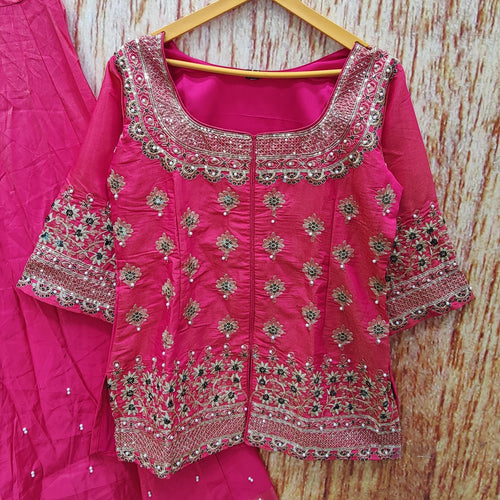 Pink Color Wedding Wear Designer Embroidered Ready to Wear Lehenga Top