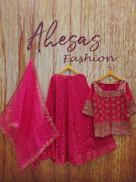 Pink Color Wedding Wear Designer Embroidered Ready to Wear Lehenga Top