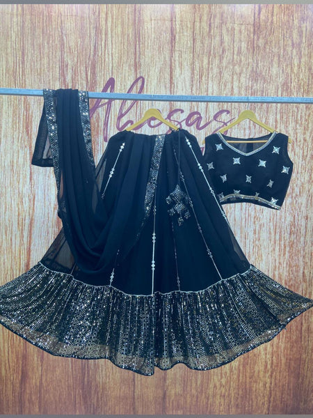 Black Color Georgette Trendy Sequins  Work Designer Lehenga Choli