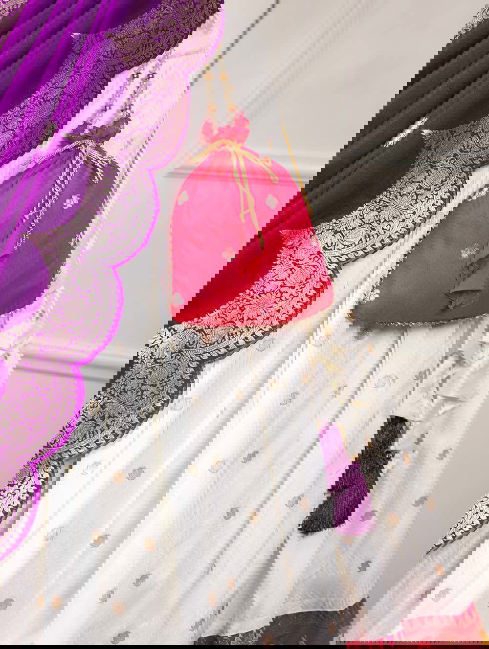 White Color Paithani Silk With Zari Work Wedding Lehenga Choli Set - Ahesas