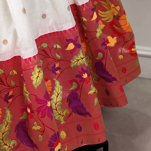 White Color Paithani Silk With Zari Work Wedding Lehenga Choli Set - Ahesas