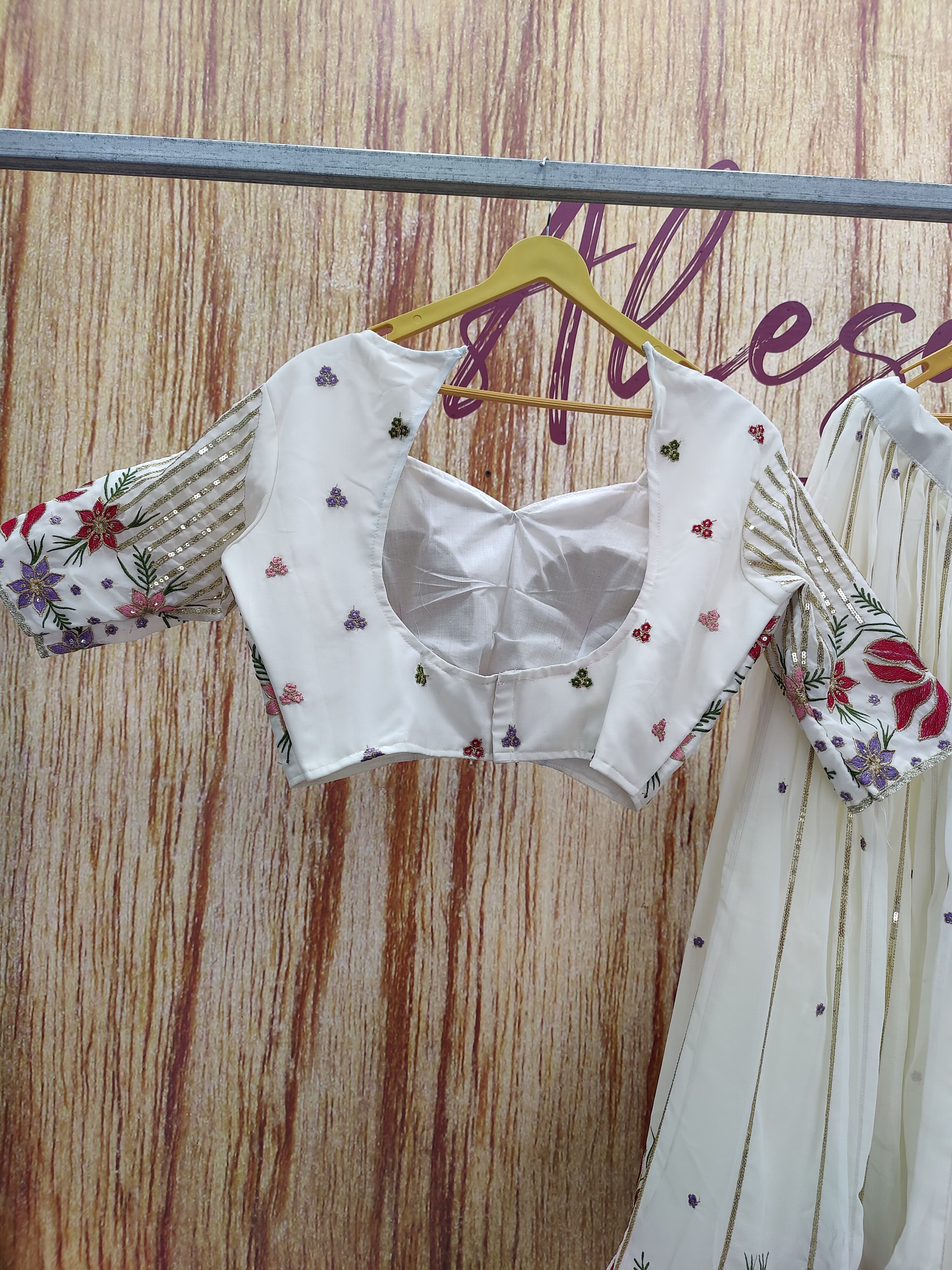 White Color Beautiful Sequins Embroidery Work Georgette Trendy Lehenga