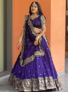 Purple Color Heavy Thread with Sequins Work  Designer Lehenga Choli
