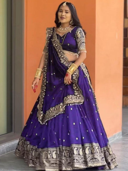 Purple Color Heavy Thread with Sequins Work  Designer Lehenga Choli