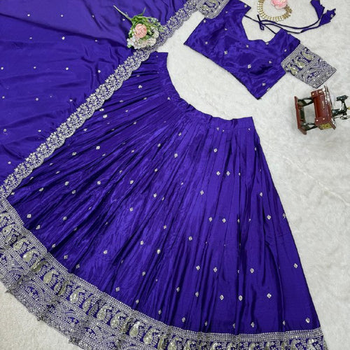 Purple Color Heavy Thread with Sequins Work  Designer Lehenga Choli
