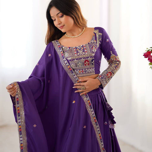 Purple Color Heavy Thread with Sequins Work  Designer Lehenga Choli