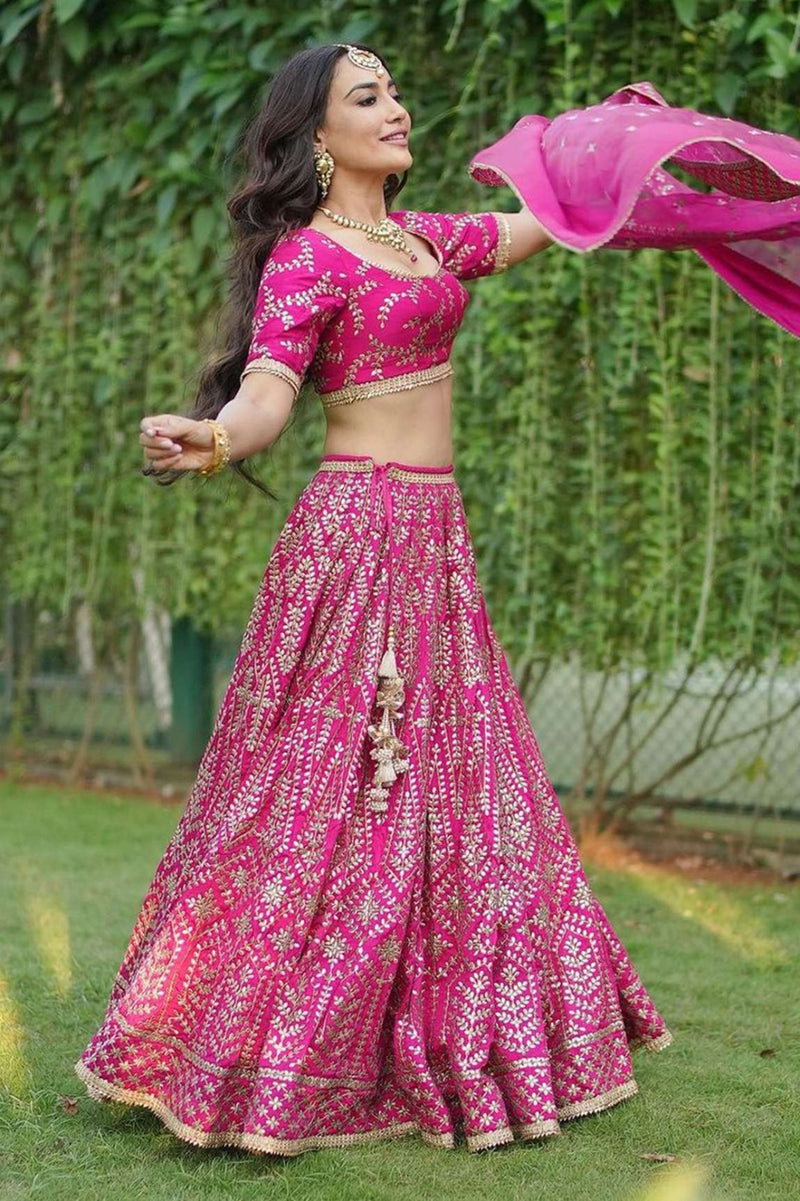 Pink Color Wedding Wear Designer Embroidered Sequence Work Lehenga