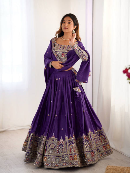 Purple Color Heavy Thread with Sequins Work  Designer Lehenga Choli