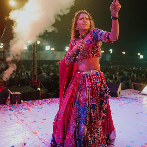 Kinjal Dave Wear Designer Real Mirror Work Muslin Fabric Printed Replica Chaniya Choli