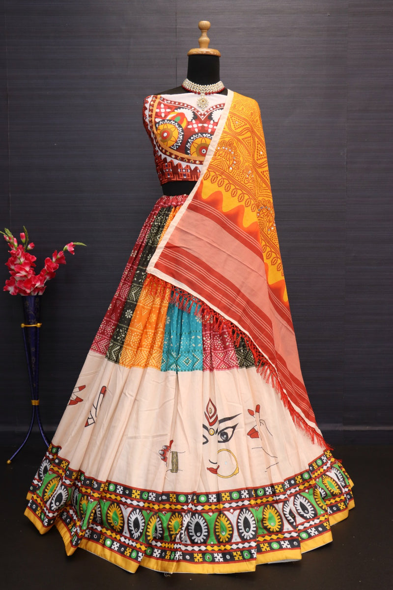 Multi Color Digital Printed Navratri Designer Mirror Work Lehenga Choli