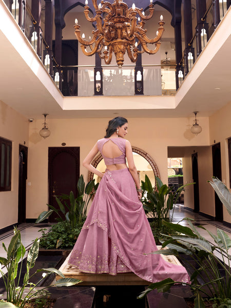 Pink Color Sequins with Embroidery Work  Designer Lehenga Choli