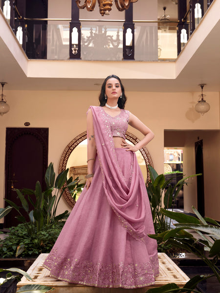 Pink Color Sequins with Embroidery Work  Designer Lehenga Choli
