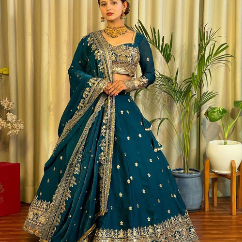 Blue Color Heavy Thread with Sequins Work  Designer Lehenga Choli
