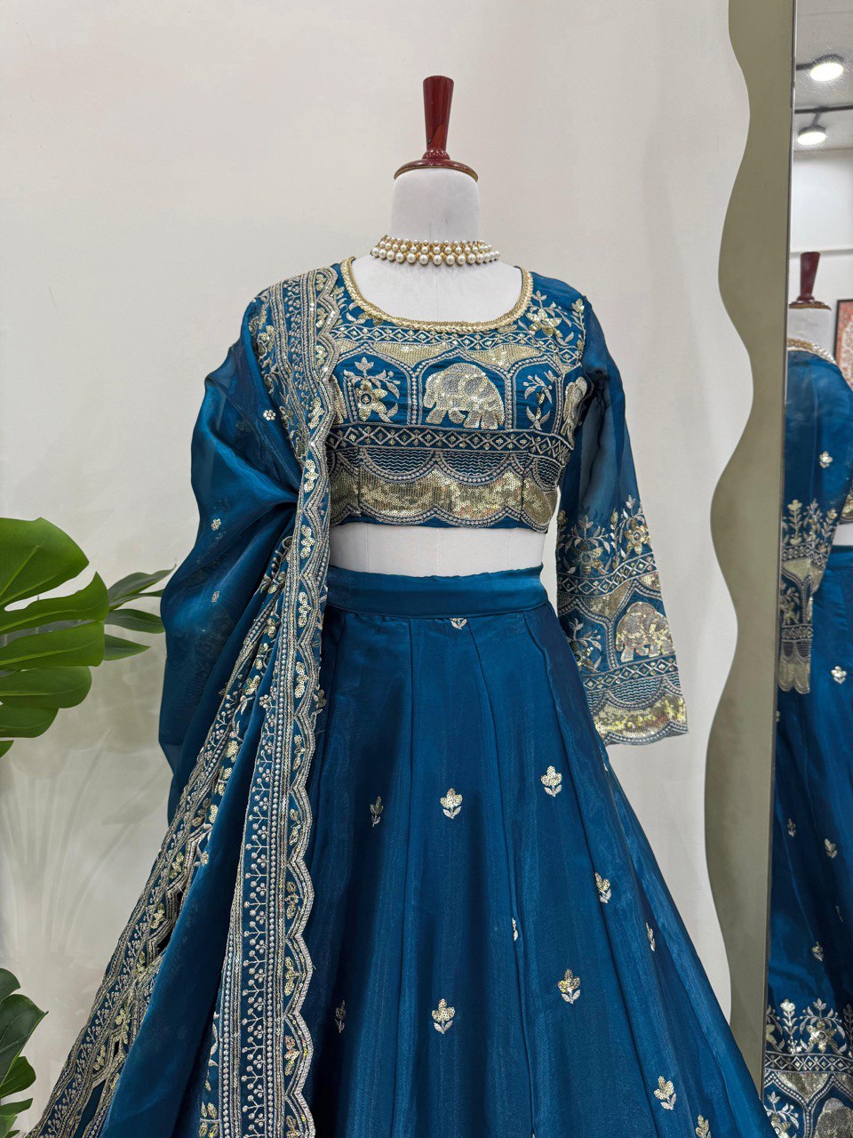 Blue Color Heavy Thread with Sequins Work  Designer Lehenga Choli