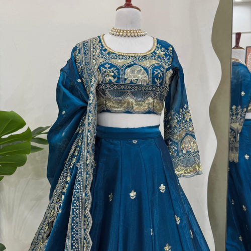 Blue Color Heavy Thread with Sequins Work  Designer Lehenga Choli