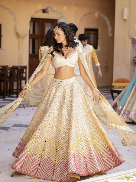 Off White Color Embroidery Work Designer Trendy Georgette Lehenga Choli