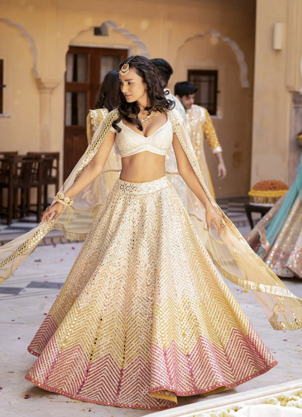 Off White Color Embroidery Work Designer Trendy Georgette Lehenga Choli