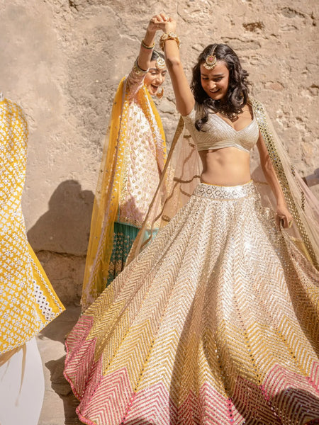 Off White Color Embroidery Work Designer Trendy Georgette Lehenga Choli