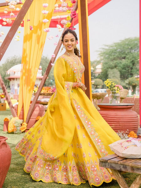 Yellow Color Designer Embroidery Sequins Work Trendy Lehenga Choli