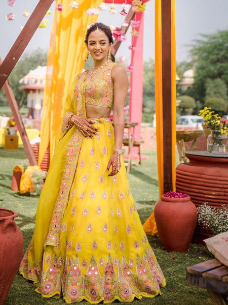 Yellow Color Designer Embroidery Sequins Work Trendy Lehenga Choli