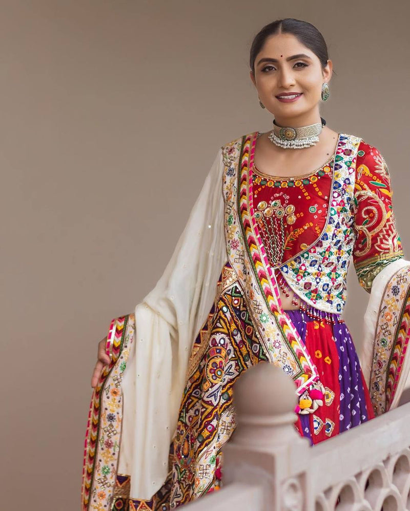 Multi Color Maslin Cotton With Digital Print  Navratri  Special Lehenga Choli Set