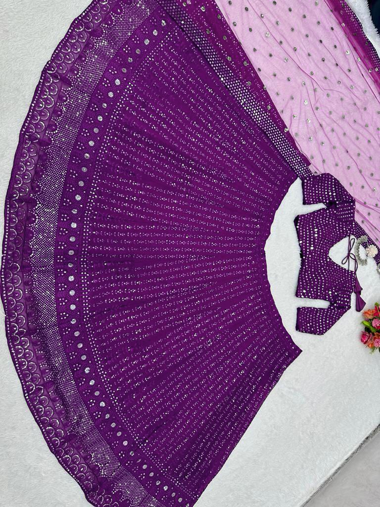 Violet Color Fox Georgette Embroidery Work Designer Lehenga Choli
