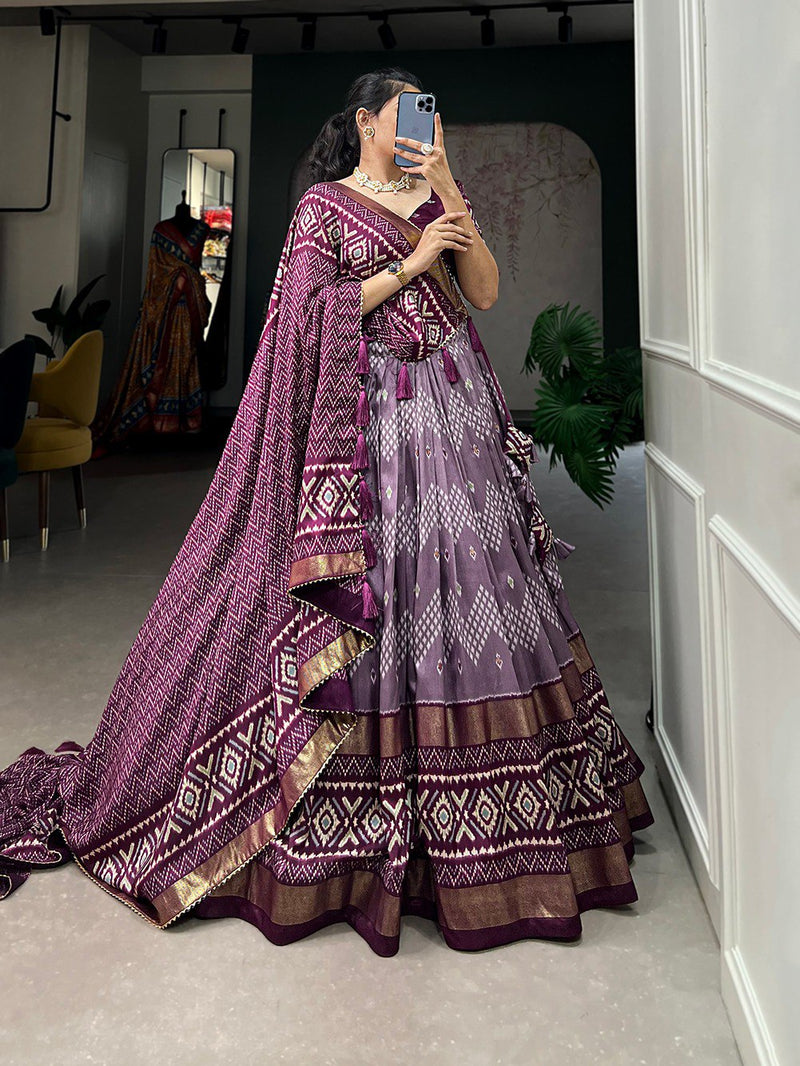 Purple Color Printed Wedding Wear Trendy Designer Lehenga Choli