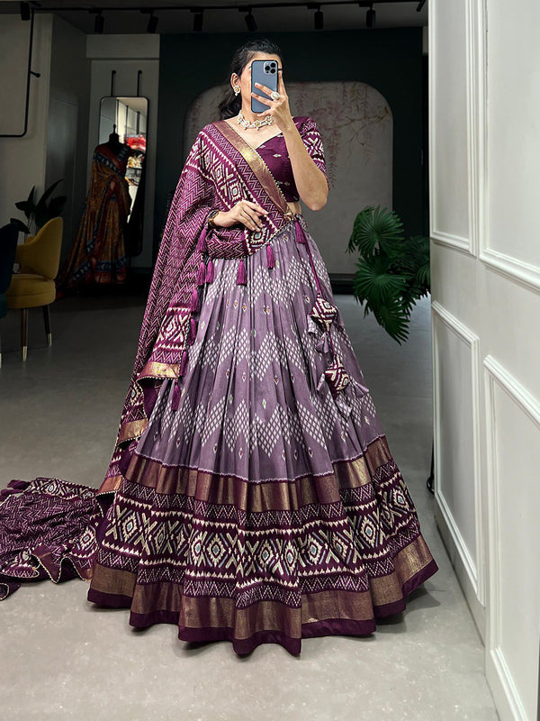 Purple Color Printed Wedding Wear Trendy Designer Lehenga Choli