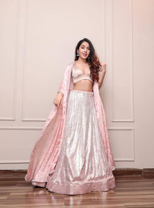 Baby Pink Color Sequence Work Wedding Wear Designer Lehenga Choli