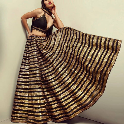 Black Color Heavy Sequence Work Designer Wedding Wear Lehenga Choli