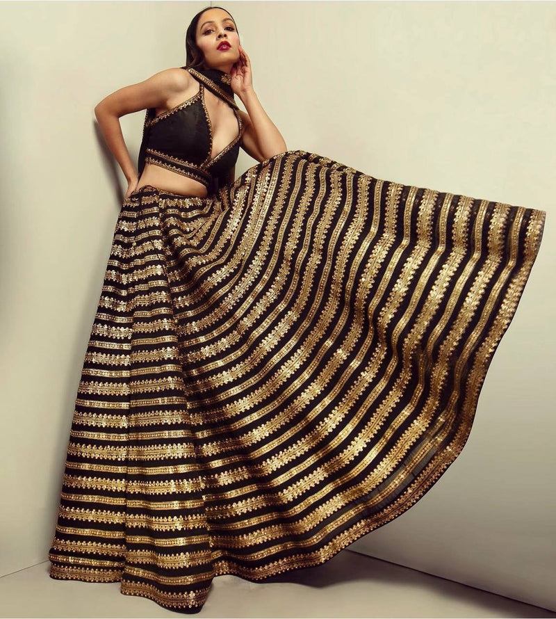 Black Color Heavy Sequence Work Designer Wedding Wear Lehenga Choli