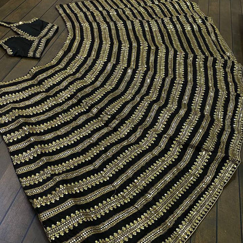 Black Color Heavy Sequence Work Designer Wedding Wear Lehenga Choli