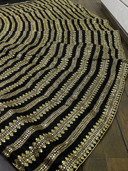 Black Color Heavy Sequence Work Designer Wedding Wear Lehenga Choli