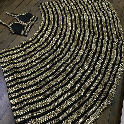 Black Color Heavy Sequence Work Designer Wedding Wear Lehenga Choli