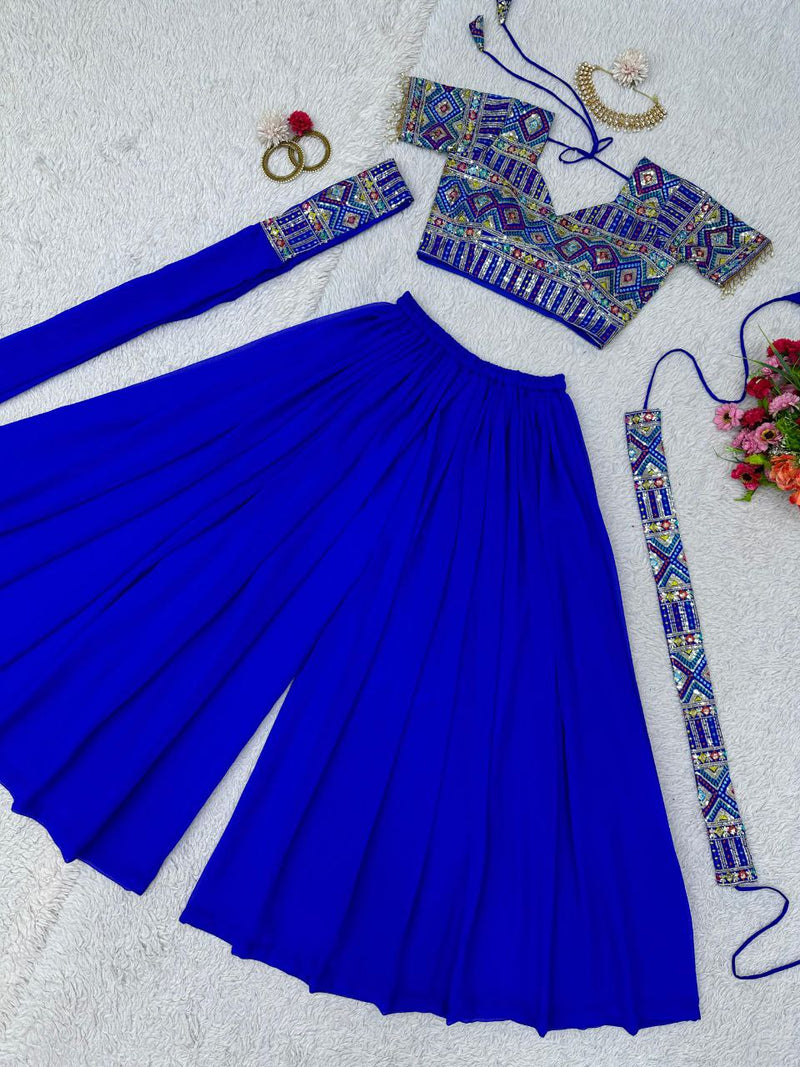 Royal Blue Color Wedding Wear Designer Premium Georgette Palazzo Suit