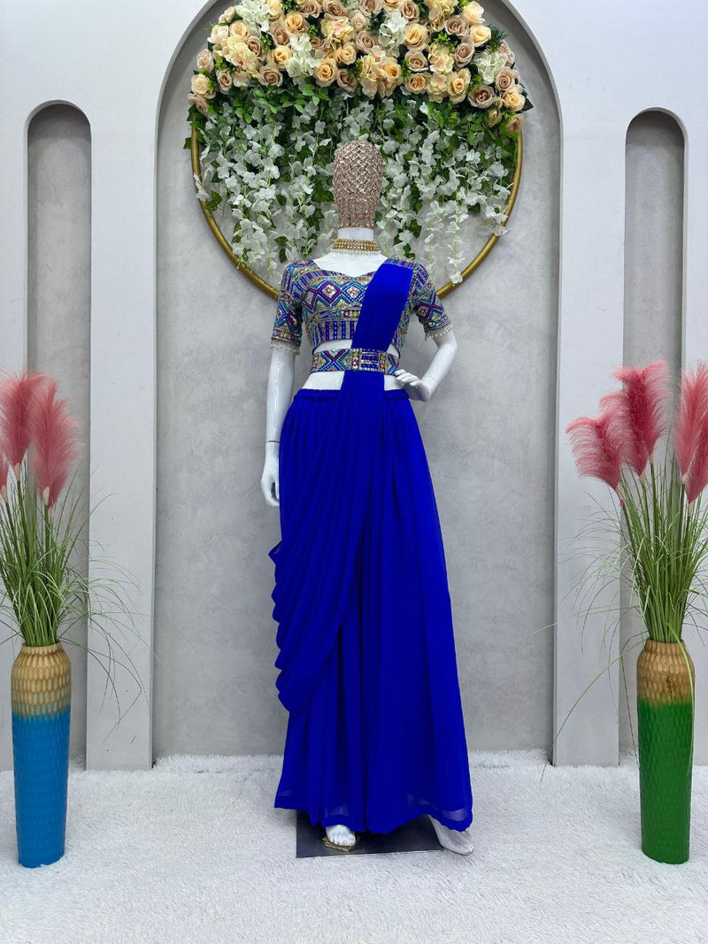 Royal Blue Color Wedding Wear Designer Premium Georgette Palazzo Suit