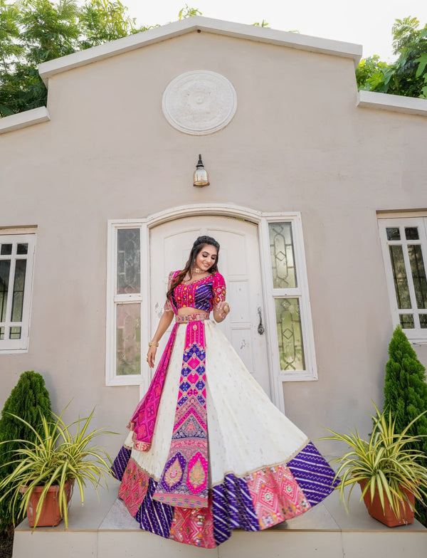Multi Color Heavy Jacquard Fabric Sequence Embroidery Work Wedding Wear Lehenga Set