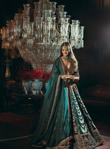 Teal Green Color Heavy Thread  Zari with Sequence Work  Designer Lehenga Choli