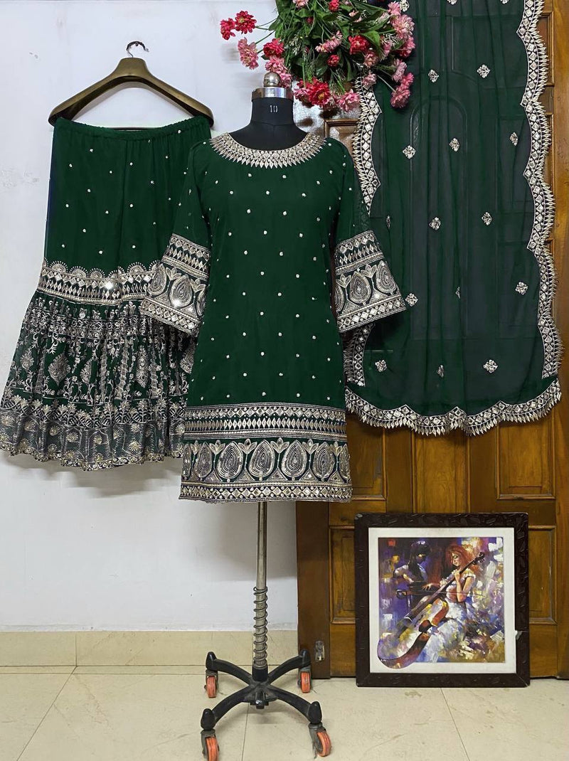 Green Color Heavy Georgette Beautiful Embroidery Work Designer Salwar Suit
